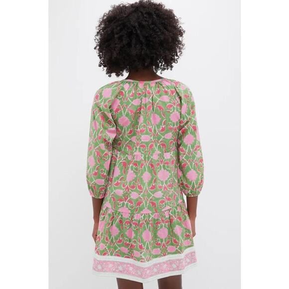 SZ BLOCKPRINTS Exclusive Celery Lisbon Print Priya Dress S - NWT - Picture 2 of 5